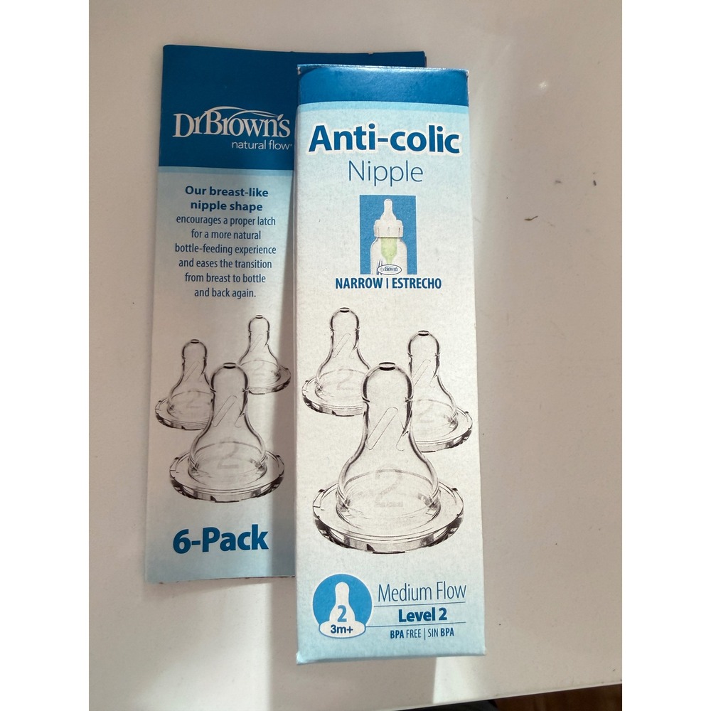 Dr. Brown's Natural Flow Anti-Colic Nipple Level 2 Medium Flow 6-Pack SN261
